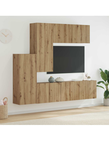 Unità TV da Parete 5 pcs Rovere artigianale Legno multistrato