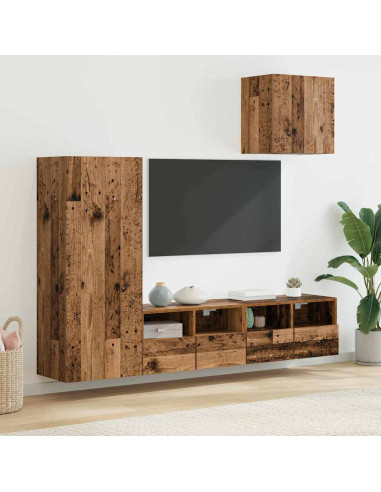 Unità per TV a Muro 4 pcs Legno vecchio Legno multistrato