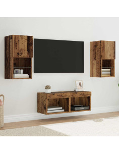 Mobiletti TV da Parete 4 pcs Legno vecchio Legno multistrato