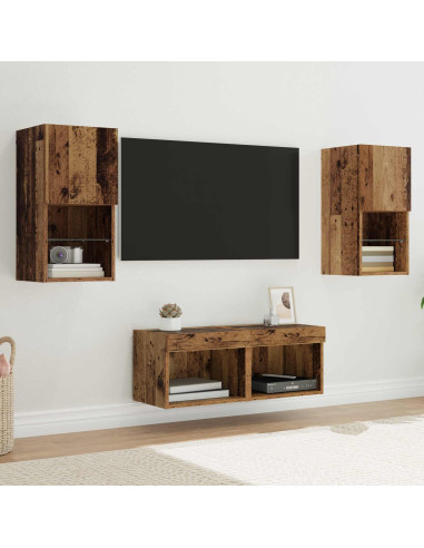Mobiletti TV da Parete 4 pcs Legno vecchio Legno multistrato