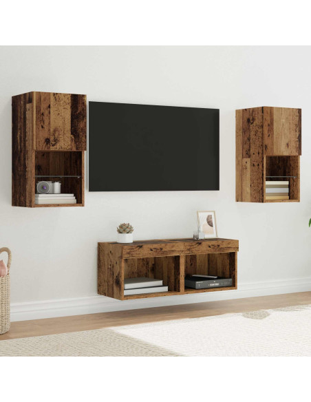 Mobiletti TV da Parete 4 pcs Legno vecchio Legno multistrato