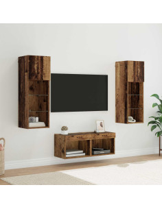 Mobiletti TV da Parete 4 pcs Rovere artigianale