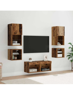 Unità per TV a Muro 8 pcs Legno vecchio Legno multistrato