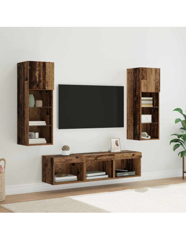 Unità per TV a Muro 5 pcs Rovere Nero Legno multistrato