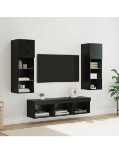 Unità per TV a Muro 5 pcs Rovere Nero Legno multistrato