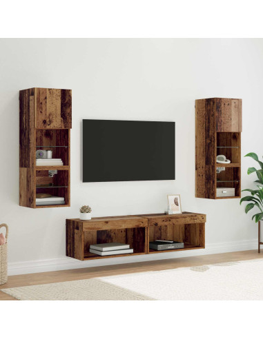 Unità TV da Parete 6 pcs Legno vecchio Legno multistrato