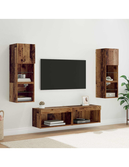 Unità TV da Parete 6 pcs Legno vecchio Legno multistrato