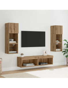 Unità TV da Parete 6 pcs Rovere artigianale Legno multistrato