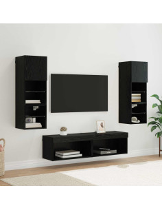 Unità TV da Parete 6 pcs Rovere Nero Legno multistrato