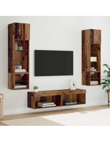 Unità TV da Parete 6 pcs Legno vecchio Legno multistrato