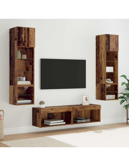 Unità TV da Parete 6 pcs Legno vecchio Legno multistrato