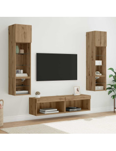 Unità TV da Parete 6 pcs Rovere artigianale Legno multistrato