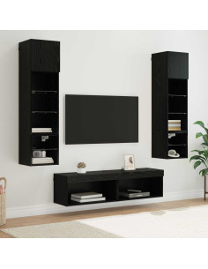 Unità TV da Parete 6 pcs Rovere Nero Legno multistrato