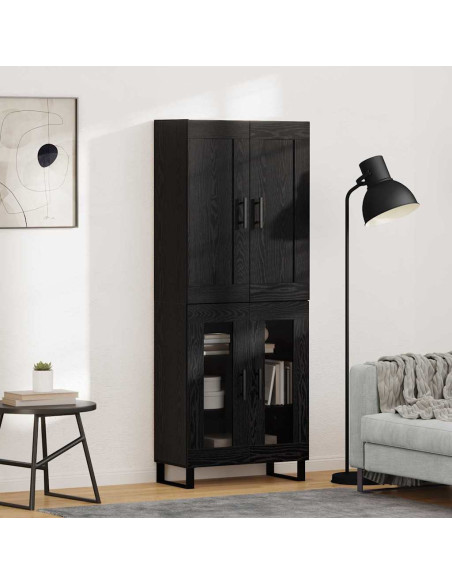Credenza Rovere Nero 69,5 x 34 x 180 cm Legno multistrato