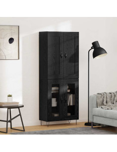 Credenza Rovere Nero 69,5 x 34 x 180 cm Legno multistrato