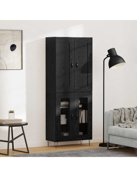 Credenza Rovere Nero 69,5 x 34 x 180 cm Legno multistrato