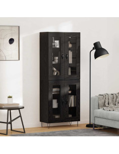 Credenza Rovere Nero 69,5 x 34 x 180 cm Legno multistrato