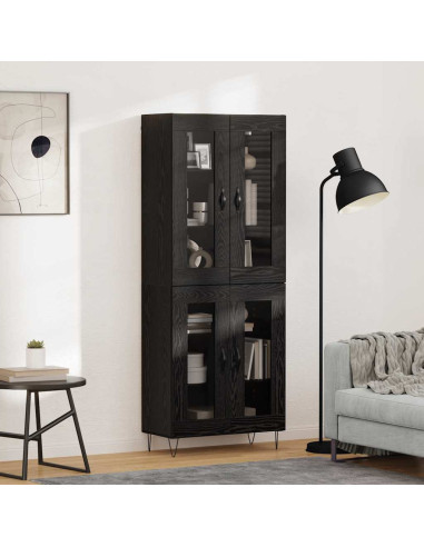 Credenza Rovere Nero 69,5 x 34 x 180 cm Legno multistrato