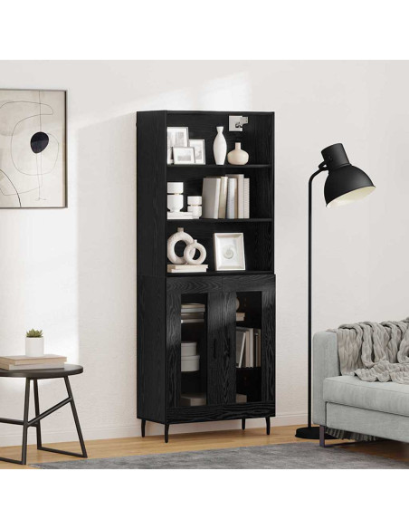 Credenza Rovere Nero 69,5 x 34 x 180 cm