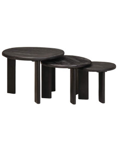 Tavoli da Caffè Nido 3 pcs Bianco Legno di mango massello