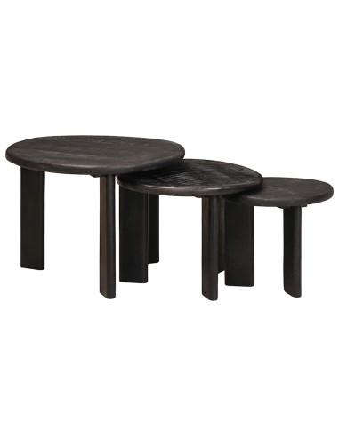Tavoli da Caffè Nido 3 pcs Bianco Legno di mango massello