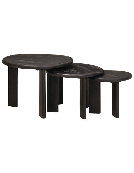 Tavoli da Caffè Nido 3 pcs Bianco Legno di mango massello