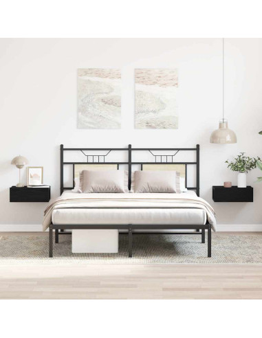 Comodini sospesi 2 pz Rovere Nero 40x32x15 cm Legno ingegnerizzato