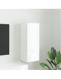 Mobile TV da parete Bianco Lucido 30 x 31 x 80 cm