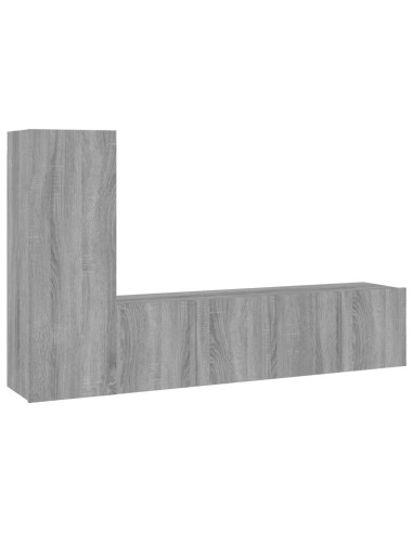 Set Mobili Porta TV 3 pz Grigio Sonoma in Legno Multistrato