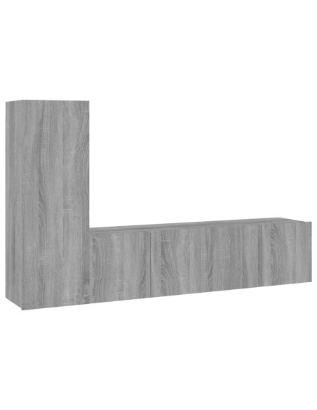 Set Mobili Porta TV 3 pz Grigio Sonoma in Legno Multistrato