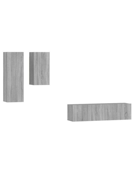 Set di Mobili Porta TV 4 pz Grigio Sonoma in Legno Multistrato