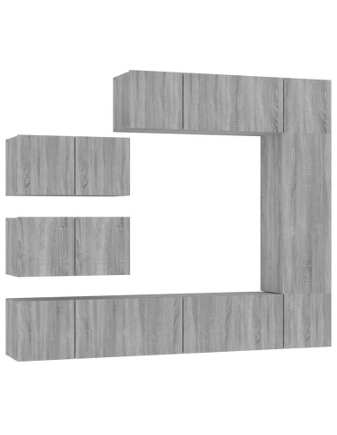 Set Mobili Porta TV 8pz Grigio Sonoma in Legno Multistrato