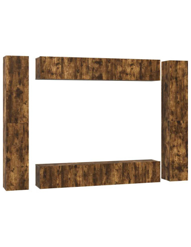 Set Mobili Porta TV 10 pz Rovere Fumo in Legno Multistrato