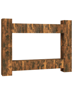 Set Mobili Porta TV 10 pz Rovere Fumo in Legno Multistrato