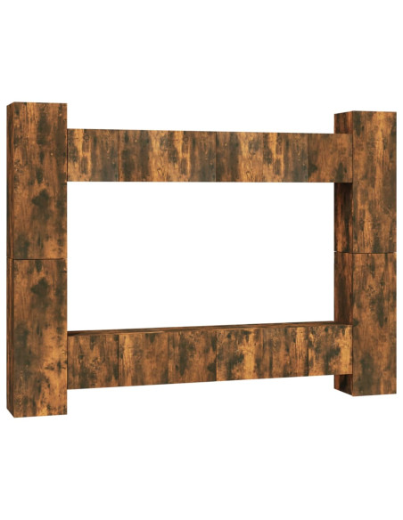 Set Mobili Porta TV 10 pz Rovere Fumo in Legno Multistrato