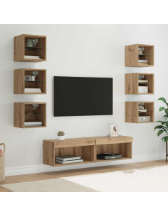 Mobile TV con cassetto 8 pcs Rovere artigianale Vetro