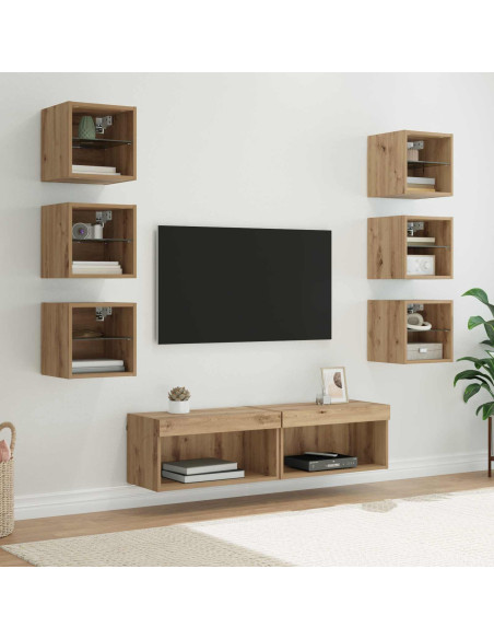 Mobile TV con cassetto 8 pcs Rovere artigianale Vetro