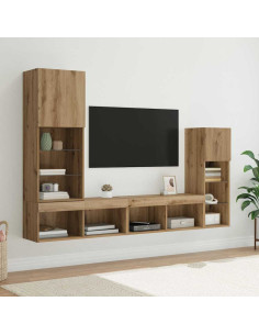 Unità per TV a Muro 4 pcs Rovere artigianale Legno multistrato