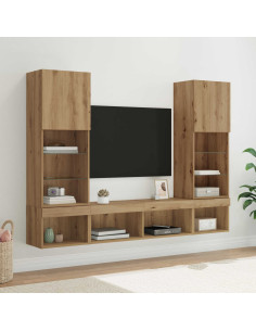 Unità a muro per TV con LED con led 5 pcs Rovere artigianale