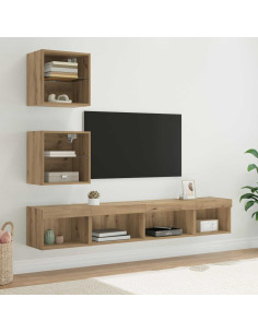 Unità a muro per TV con LED con led 5 pcs Rovere artigianale