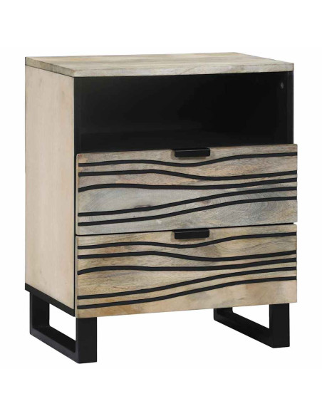 Armadio da Notte con cassetto Bianco e Nero 50 x 33 x 62 cm