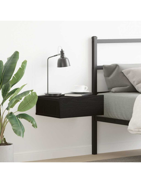 Comodino sospeso Rovere Nero 40x32x15 cm in Legno ingegnerizzato