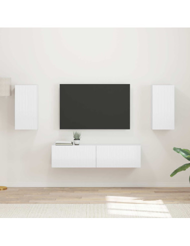 Set mobile TV 4 pcs Bianco Lucido Legno multistrato