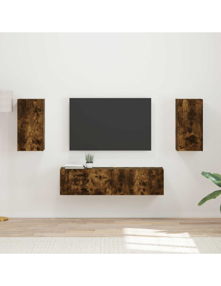Set mobile TV 4 pcs Rovere fumé Legno multistrato