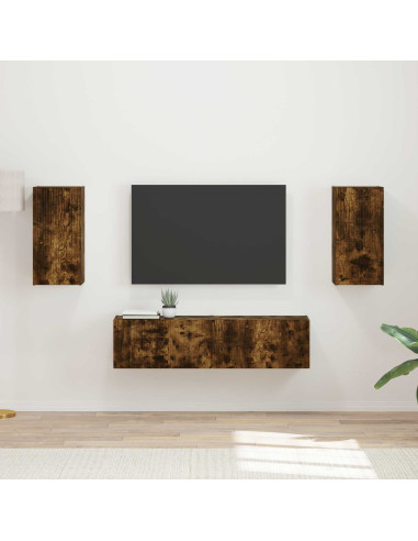 Set mobile TV 4 pcs Rovere fumé Legno multistrato