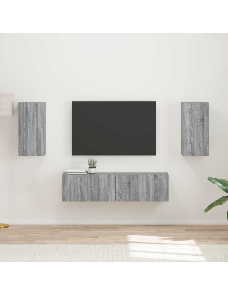 Set mobile TV 4 pcs Grigio Sonoma Legno multistrato