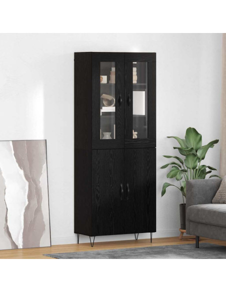 Credenza Rovere Bianco e Nero 69,5 x 34 x 180 cm