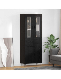 Credenza Rovere Nero 69,5 x 34 x 90 cm Legno multistrato