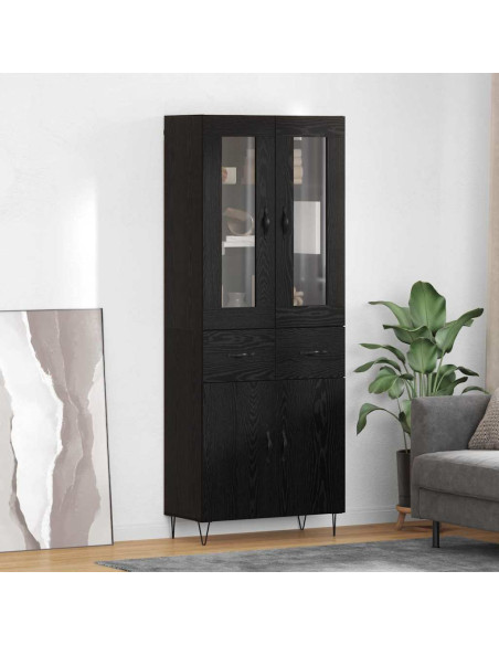 Credenza Rovere Nero 69,5 x 34 x 90 cm Legno multistrato