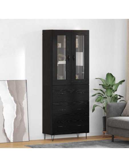 Credenza Rovere Nero 69,5 x 34 x 90 cm Legno multistrato